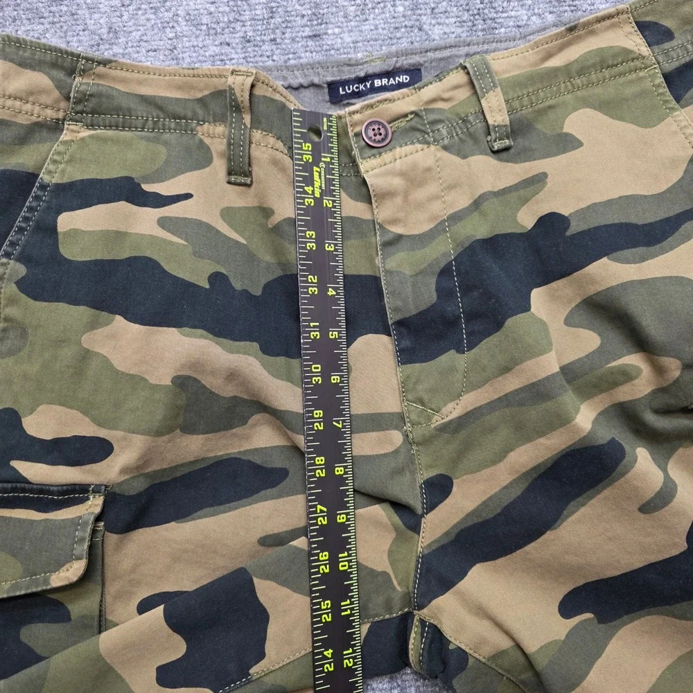 Lucky Brand Men's 34 Camo Cargo Shorts Green Camouflage Stretch Utility Casual